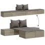 Double sun lounger with gray synthetic rattan cushions by , Loungers - Ref: Foro24-368391, Price: 266,22 €, Discount: %