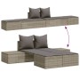Tumbona doble con cojines ratán sintético gris de , Tumbonas - Ref: Foro24-368391, Precio: 213,84 €, Descuento: %