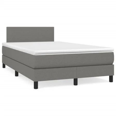 Box spring bed with dark gray fabric mattress 120x190 cm by , Beds and slatted bases - Ref: Foro24-3269710, Price: 437,40 €, ...