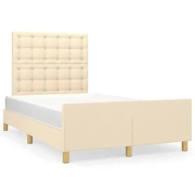 Bed frame with cream fabric headboard 120x190 cm by , Beds and slatted bases - Ref: Foro24-3270546, Price: 180,93 €, Discount: %