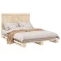 Solid pine wood bed frame with headboard 140x200 cm by , Beds and slatted bases - Ref: Foro24-3281552, Price: 195,15 €, Disco...
