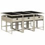 Garten-Essgruppe, 7-teilig, mit hellgrauen Polstern aus synthetischem Rattan. von , Gartensets - Ref: Foro24-3278038, Preis: ...