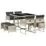 Garden dining set 9 pieces with light gray synthetic rattan cushions by , Garden sets - Ref: Foro24-3278086, Price: 400,84 €,...