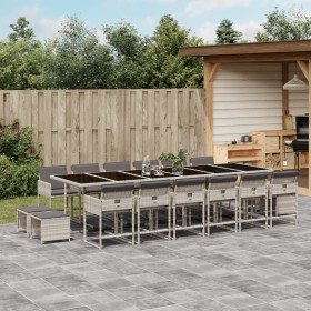 Garden dining set with 17 pieces, light gray synthetic rattan and cushions. by , Garden sets - Ref: Foro24-3278134, Price: 90...