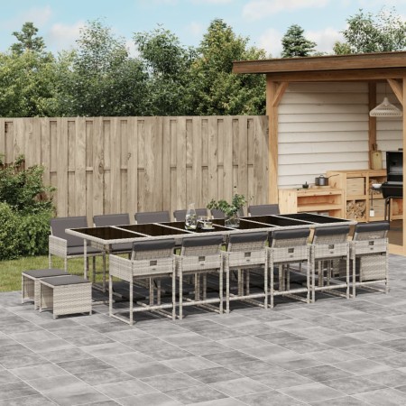 Garten-Esszimmer-Set mit 17-teiligen Kissen aus hellem grauem Kunst-Rattan. von , Gartensets - Ref: Foro24-3278134, Preis: 90...