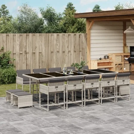 Garten-Esszimmer-Set mit 15-teiligen Kissen aus hellem grauem Kunst-Rattan. von , Gartensets - Ref: Foro24-3278122, Preis: 87...