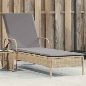 Tumbona con ruedas y cojín ratán sintético beige by , Loungers - Ref: Foro24-368311, Price: 171,41 €, Discount: %