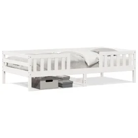 Solid white pine wood bed frame 100x200 cm by , Beds and slatted bases - Ref: Foro24-846971, Price: 132,10 €, Discount: %