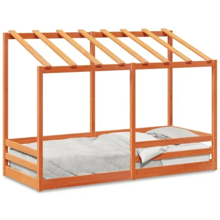 Techo de cama infantil madera maciza marrón 75x190 cm de , Camas y somieres - Ref: Foro24-847011, Precio: 123,75 €, Descuento: %
