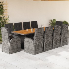 Garten-Essgruppe 11-teilig mit grauen Polstern aus synthetischem Rattan. von , Gartensets - Ref: Foro24-3277596, Preis: 1,00 ...