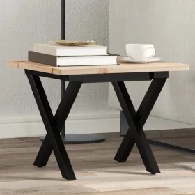 Mesa de centro marco X madera maciza pino y acero 50x50x35 cm by , Kitchen and dining tables - Ref: Foro24-3282681, Price: 58...