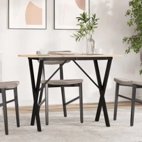 Esstisch mit massivem Kiefernholzrahmen und Stahlgestell 100x50x75cm. von , Küchen- und Esstische - Ref: Foro24-3282697, Prei...