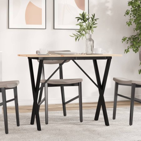 Esstisch mit massivem Kiefernholzrahmen und Stahlgestell 100x50x75cm. von , Küchen- und Esstische - Ref: Foro24-3282697, Prei...