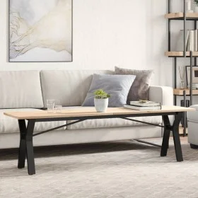 Massivholz- und Stahlrahmen-Couchtisch aus Kiefernholz, 160x40x45 cm. von , Küchen- und Esstische - Ref: Foro24-3282712, Prei...