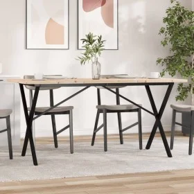 Mesa de comedor marco X madera maciza pino acero 160x80x75,5 cm von , Küchen- und Esstische - Ref: Foro24-3282765, Preis: 138...