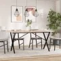 Mesa de comedor marco X madera maciza pino acero 160x80x75,5 cm by , Kitchen and dining tables - Ref: Foro24-3282765, Price: ...