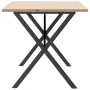 Mesa de comedor marco X madera maciza pino acero 160x80x75,5 cm by , Kitchen and dining tables - Ref: Foro24-3282765, Price: ...