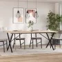 Mesa de comedor marco X madera maciza pino acero 200x100x75,5cm by , Kitchen and dining tables - Ref: Foro24-3282767, Price: ...