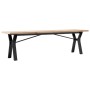 Massivholz- und Stahlrahmen-Couchtisch aus Kiefernholz, 160x40x45,5 cm. von , Küchen- und Esstische - Ref: Foro24-3282778, Pr...