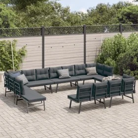 Bancos de jardín cojines 8 pzas acero recubrimiento polvo negro by , Garden sets - Ref: Foro24-3283737, Price: 974,39 €, Disc...