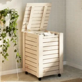 Cesta ropa sucia con ruedas RANA madera maciza pino 45x45x64 cm by , Laundry baskets - Ref: Foro24-4002325, Price: 76,33 €, D...