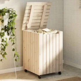 Cesta ropa sucia con ruedas RANA madera maciza pino 45x45x64 cm de , Cestas para ropa - Ref: Foro24-4002333, Precio: 74,68 €,...