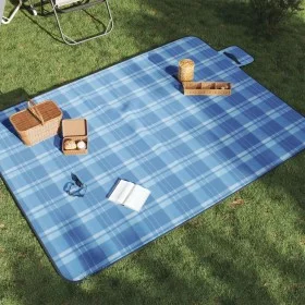Faltbare Picknickdecke mit blauem Karomuster aus Samt 200x150 cm von , Camping und Wandern - Ref: Foro24-4004203, Preis: 23,1...