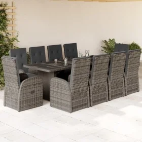 Set de comedor de jardín 11 pzas y cojines ratán sintético gris by , Garden sets - Ref: Foro24-3277606, Price: 1,00 €, Discou...