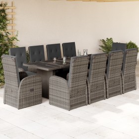 Set de comedor de jardín 11 pzas y cojines ratán sintético gris by , Garden sets - Ref: Foro24-3277606, Price: 1,00 €, Discou...