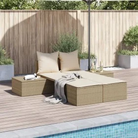 Tumbona doble con cojines ratán sintético beige by , Loungers - Ref: Foro24-368393, Price: 291,86 €, Discount: %