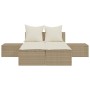 Tumbona doble con cojines ratán sintético beige by , Loungers - Ref: Foro24-368393, Price: 297,16 €, Discount: %