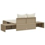 Tumbona doble con cojines ratán sintético beige by , Loungers - Ref: Foro24-368393, Price: 297,16 €, Discount: %