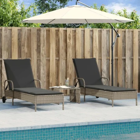 Tumbonas con cojines 2 unidades ratán sintético gris claro by , Loungers - Ref: Foro24-3261439, Price: 333,37 €, Discount: %