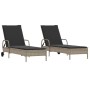 Liegestühle mit Kissen, 2 Stück, aus hellem grauem Kunststoff-Rattan. von , Liegen - Ref: Foro24-3261439, Preis: 318,68 €, Ra...