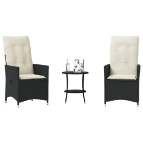 Mesita y sillas con cojines 3 piezas ratán sintético negro by , Garden sets - Ref: Foro24-365652, Price: 248,11 €, Discount: %