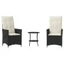 Mesita y sillas con cojines 3 piezas ratán sintético negro by , Garden sets - Ref: Foro24-365652, Price: 248,11 €, Discount: %