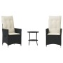 Mesita y sillas con cojines 3 piezas ratán sintético negro by , Garden sets - Ref: Foro24-365652, Price: 208,11 €, Discount: %