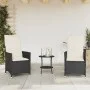 Kleiner Tisch und Stühle mit 3-teiligen schwarzen Kunststoff-Rattan-Kissen. von , Gartensets - Ref: Foro24-365652, Preis: 248...