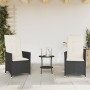 Kleiner Tisch und Stühle mit 3-teiligen schwarzen Kunststoff-Rattan-Kissen. von , Gartensets - Ref: Foro24-365652, Preis: 208...