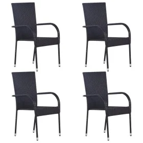 Stapelbare Gartenstühle 4 Einheiten synthetisches Rattan schwarz von vidaXL, Gartenstühle - Ref: Foro24-310084, Preis: 207,08...