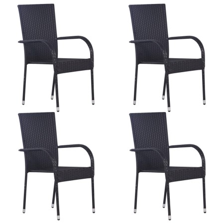 Stackable garden chairs, set of 4, black synthetic rattan by vidaXL, Garden chairs - Ref: Foro24-310084, Price: 192,34 €, Dis...