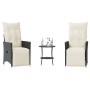 Kleiner Tisch und Stühle mit 3-teiligen schwarzen Kunststoff-Rattan-Kissen. von , Gartensets - Ref: Foro24-365673, Preis: 226...