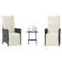 Mesita y sillas con cojines 3 piezas ratán sintético negro by , Garden sets - Ref: Foro24-365673, Price: 269,95 €, Discount: %
