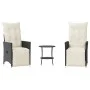 Mesita y sillas con cojines 3 piezas ratán sintético negro by , Garden sets - Ref: Foro24-365673, Price: 269,95 €, Discount: %