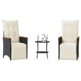 Mesita y sillas con cojines 3 piezas ratán sintético negro by , Garden sets - Ref: Foro24-365678, Price: 278,78 €, Discount: %