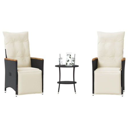 Mesita y sillas con cojines 3 piezas ratán sintético negro by , Garden sets - Ref: Foro24-365678, Price: 243,59 €, Discount: %