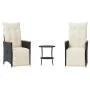 Mesita y sillas con cojines 3 piezas ratán sintético negro by , Garden sets - Ref: Foro24-365678, Price: 278,78 €, Discount: %