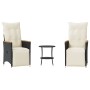 Mesita y sillas con cojines 3 piezas ratán sintético negro by , Garden sets - Ref: Foro24-365678, Price: 243,59 €, Discount: %