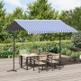 Toldo de pie tela y acero azul y blanco 300x300 cm de , Sombrillas - Ref: Foro24-368931, Precio: 291,33 €, Descuento: %