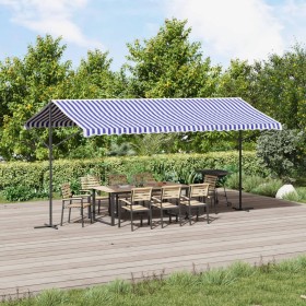 Stehender Markisenstoff aus blauem und weißem Stahl, 500x300 cm. von , Sonnenschirme - Ref: Foro24-368933, Preis: 253,29 €, R...